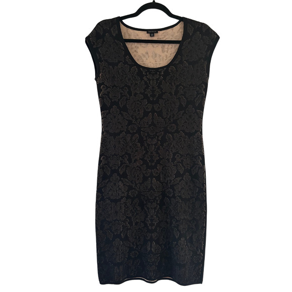 NWT Ann Taylor Black Cream Floral Embroidered Dress with Matching Cardigan Small - Picture 3 of 8